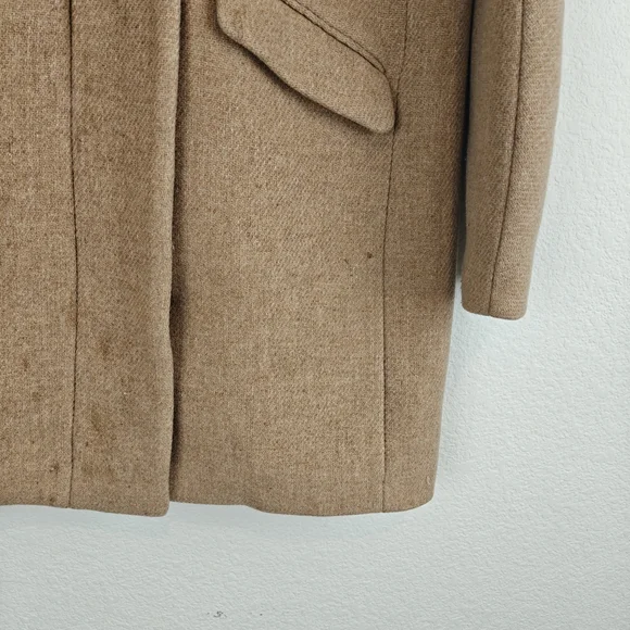 J.Crew Cocoon Coat Italian Stadium-Cloth Wool SANDSTONE - BEIGE Sz 2 (Stains) - Picture 7 of 16
